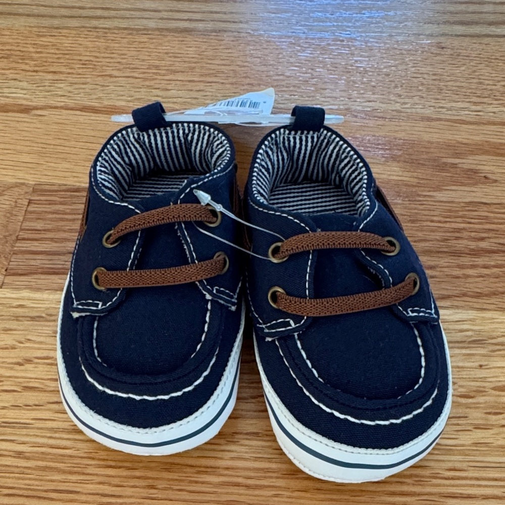 Carter's Dark Blue Kids Moccasins with Brown Laces